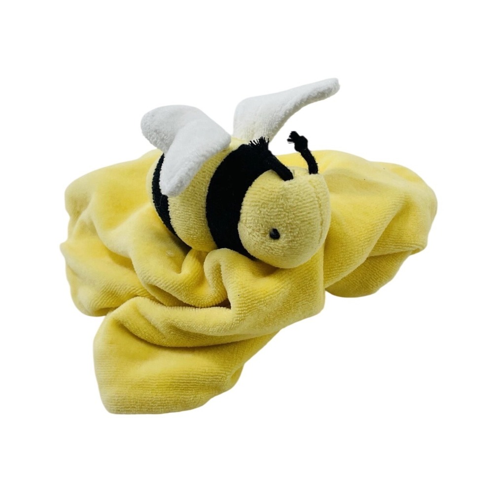 Burts Bees Baby Bumble Bee Lovey Security Blanket Yellow White Knotted Plush New - Picture 5 of 7